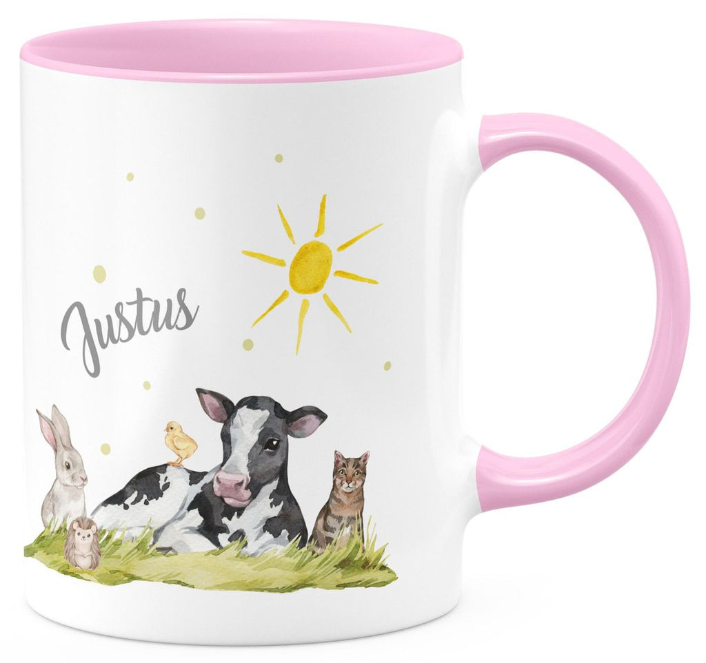 Keramik Tasse Tiere vom Bauernhof personalisiert mit Wunschname - von Mikalino