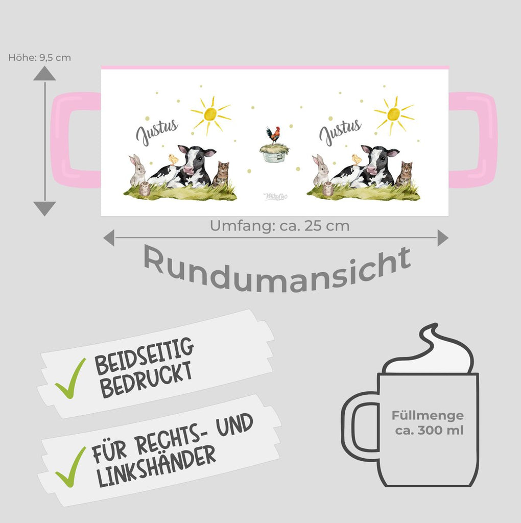 Keramik Tasse Tiere vom Bauernhof personalisiert mit Wunschname - von Mikalino