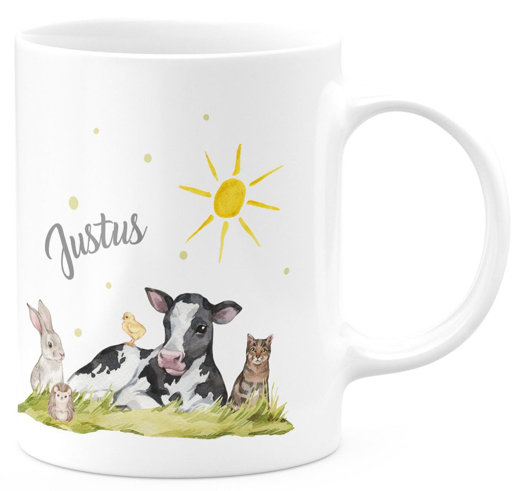 Keramik Tasse Tiere vom Bauernhof personalisiert mit Wunschname - von Mikalino