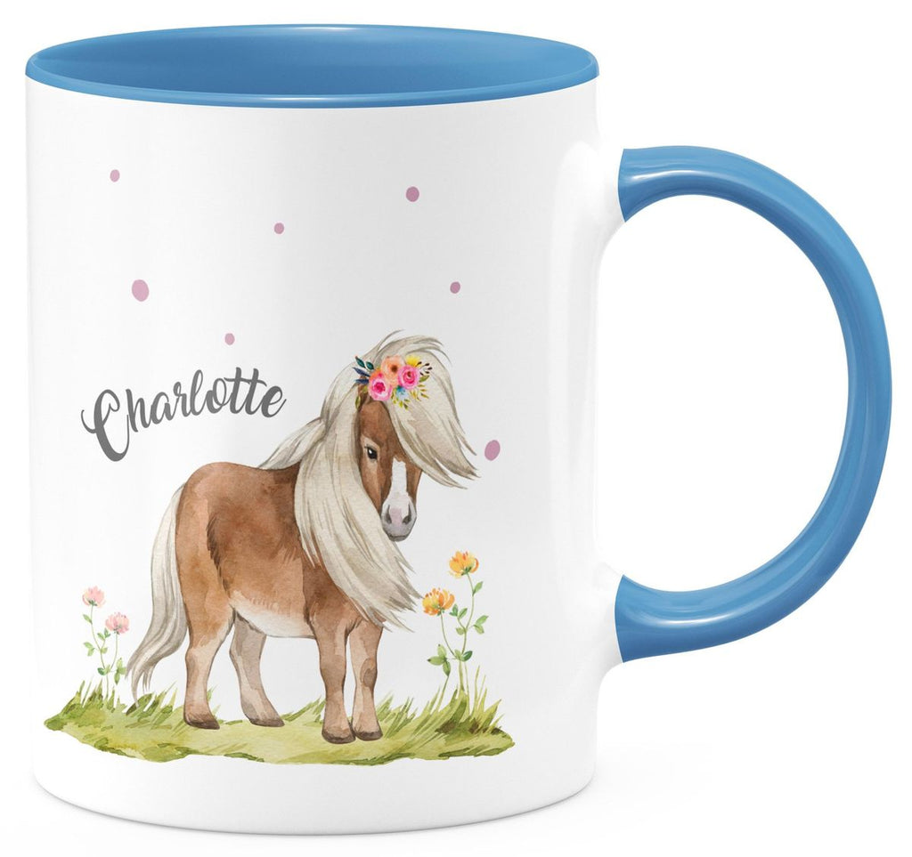 Keramik Tasse Pferd - Pony personalisiert mit Wunschname - von Mikalino