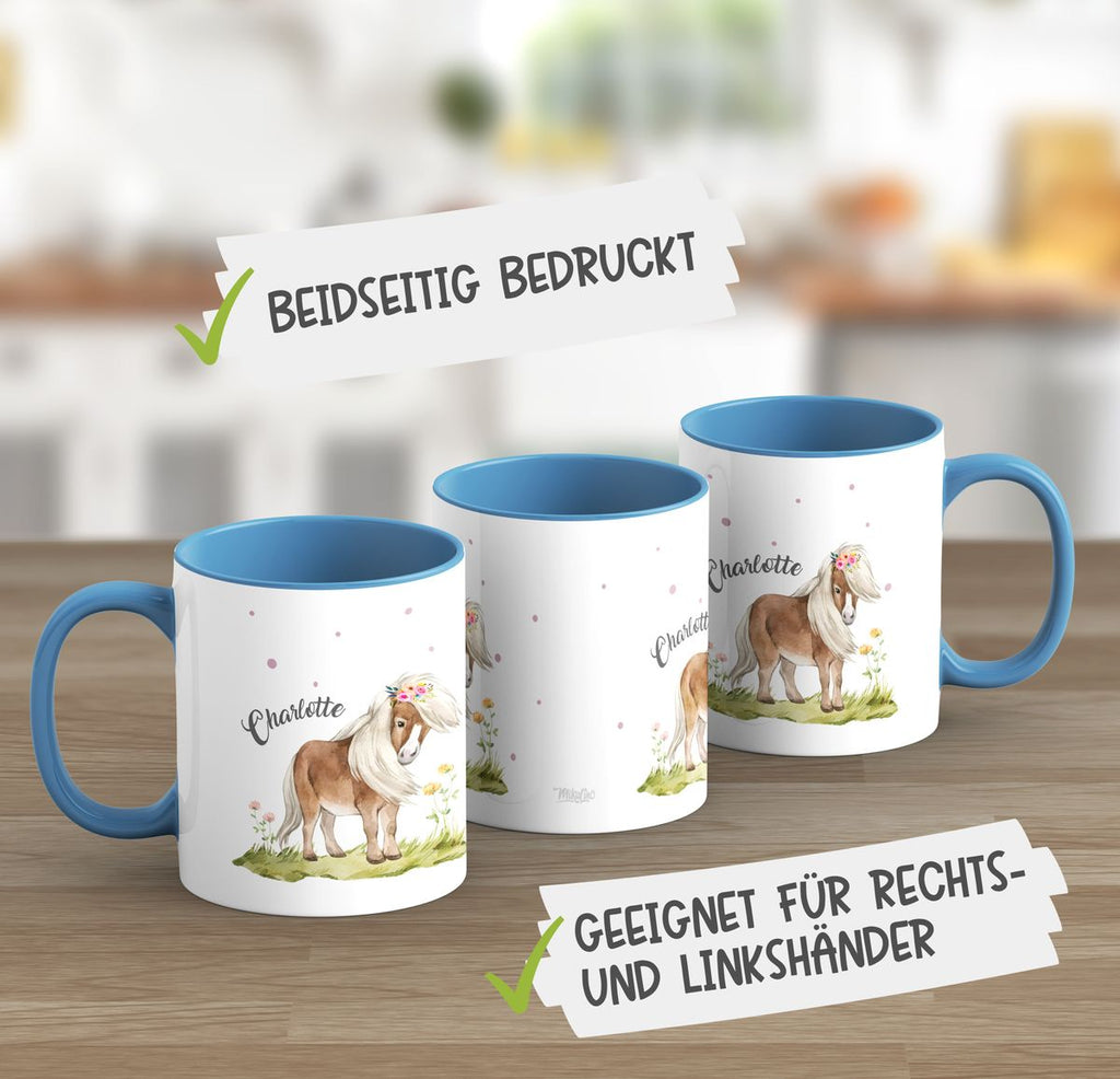 Keramik Tasse Pferd - Pony personalisiert mit Wunschname - von Mikalino