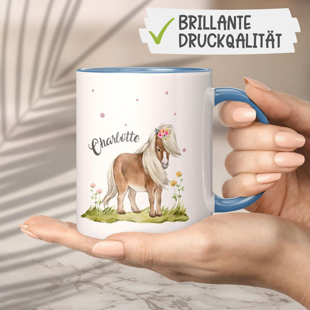 Keramik Tasse Pferd - Pony personalisiert mit Wunschname - von Mikalino