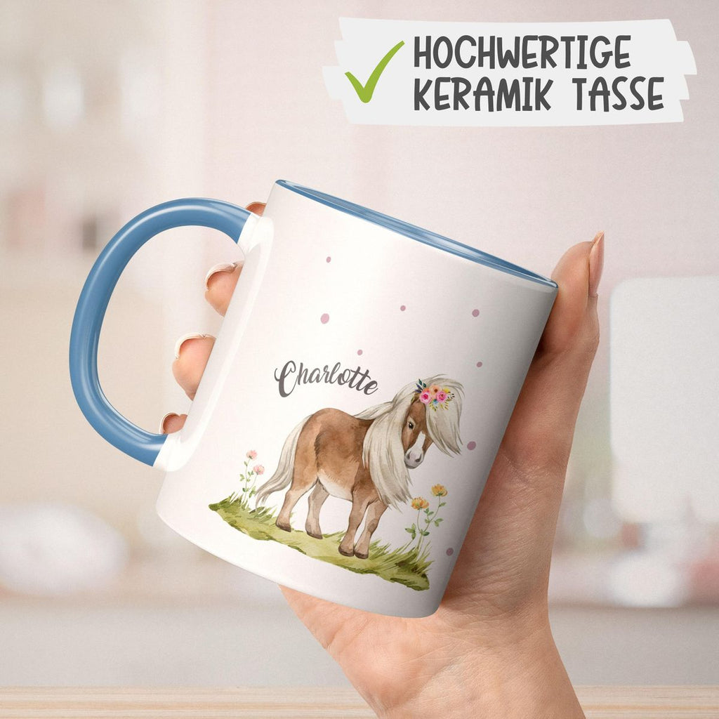 Keramik Tasse Pferd - Pony personalisiert mit Wunschname - von Mikalino