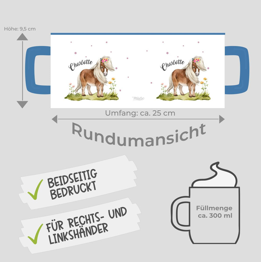 Keramik Tasse Pferd - Pony personalisiert mit Wunschname - von Mikalino