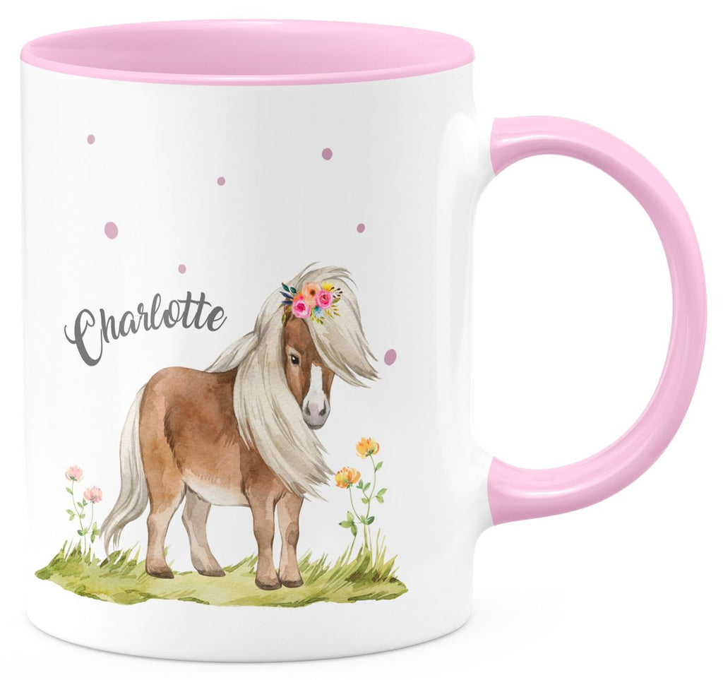 Keramik Tasse Pferd - Pony personalisiert mit Wunschname - von Mikalino