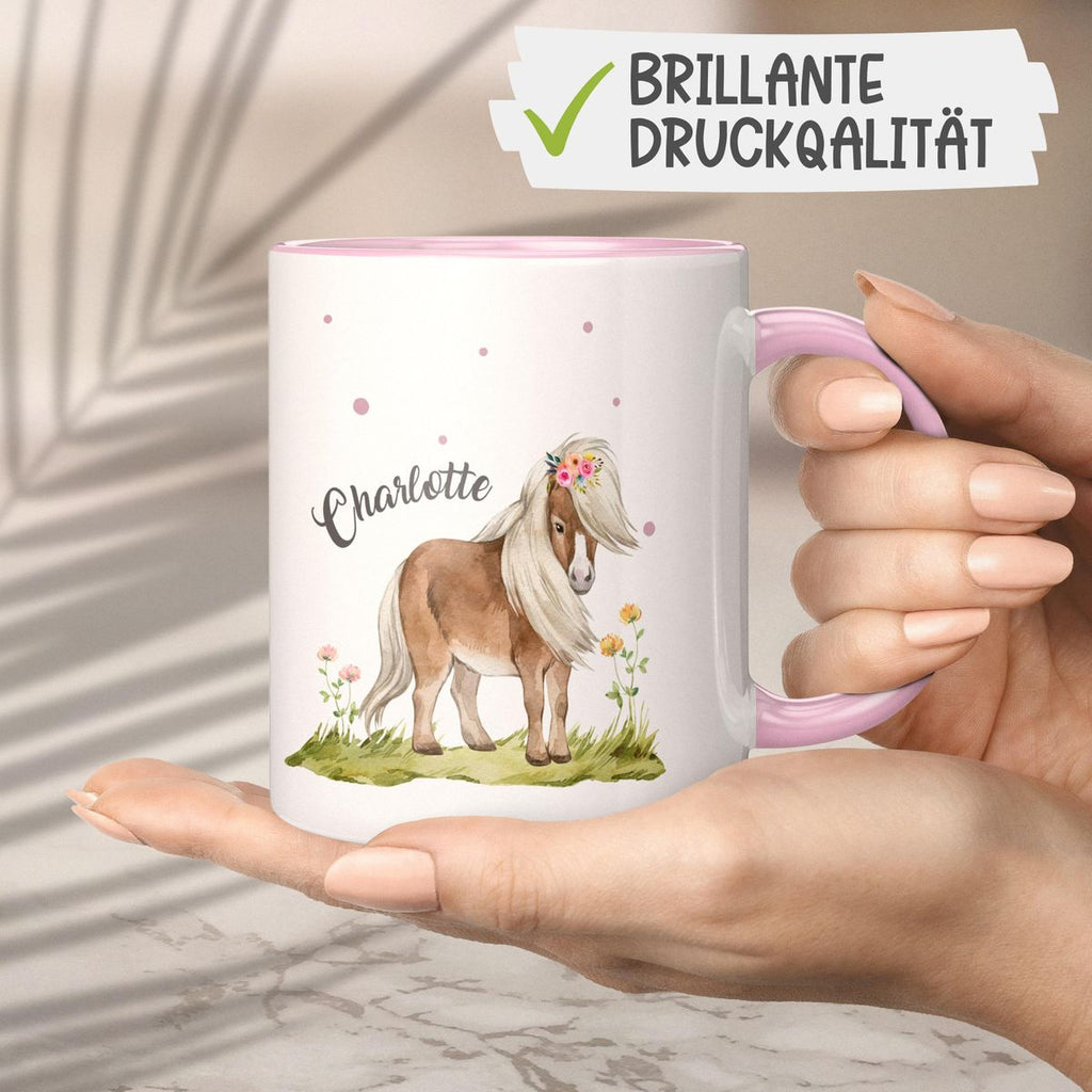 Keramik Tasse Pferd - Pony personalisiert mit Wunschname - von Mikalino