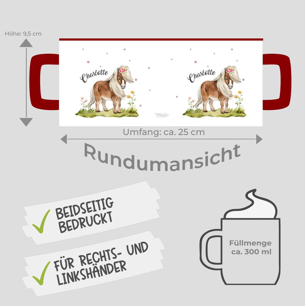 Keramik Tasse Pferd - Pony personalisiert mit Wunschname - von Mikalino