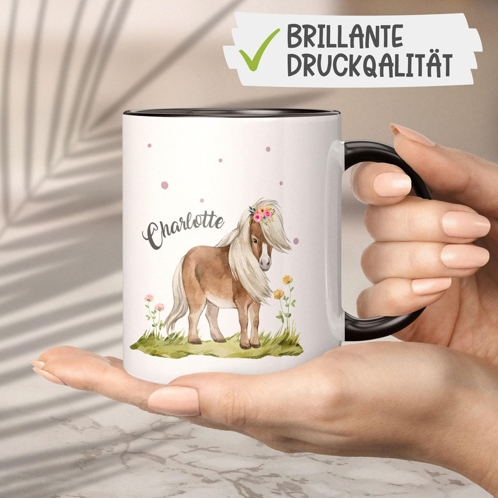 Keramik Tasse Pferd - Pony personalisiert mit Wunschname - von Mikalino