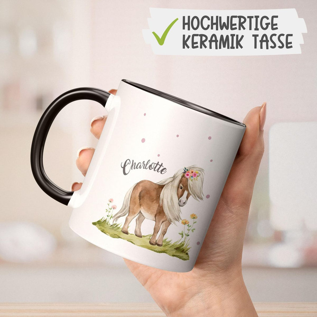 Keramik Tasse Pferd - Pony personalisiert mit Wunschname - von Mikalino