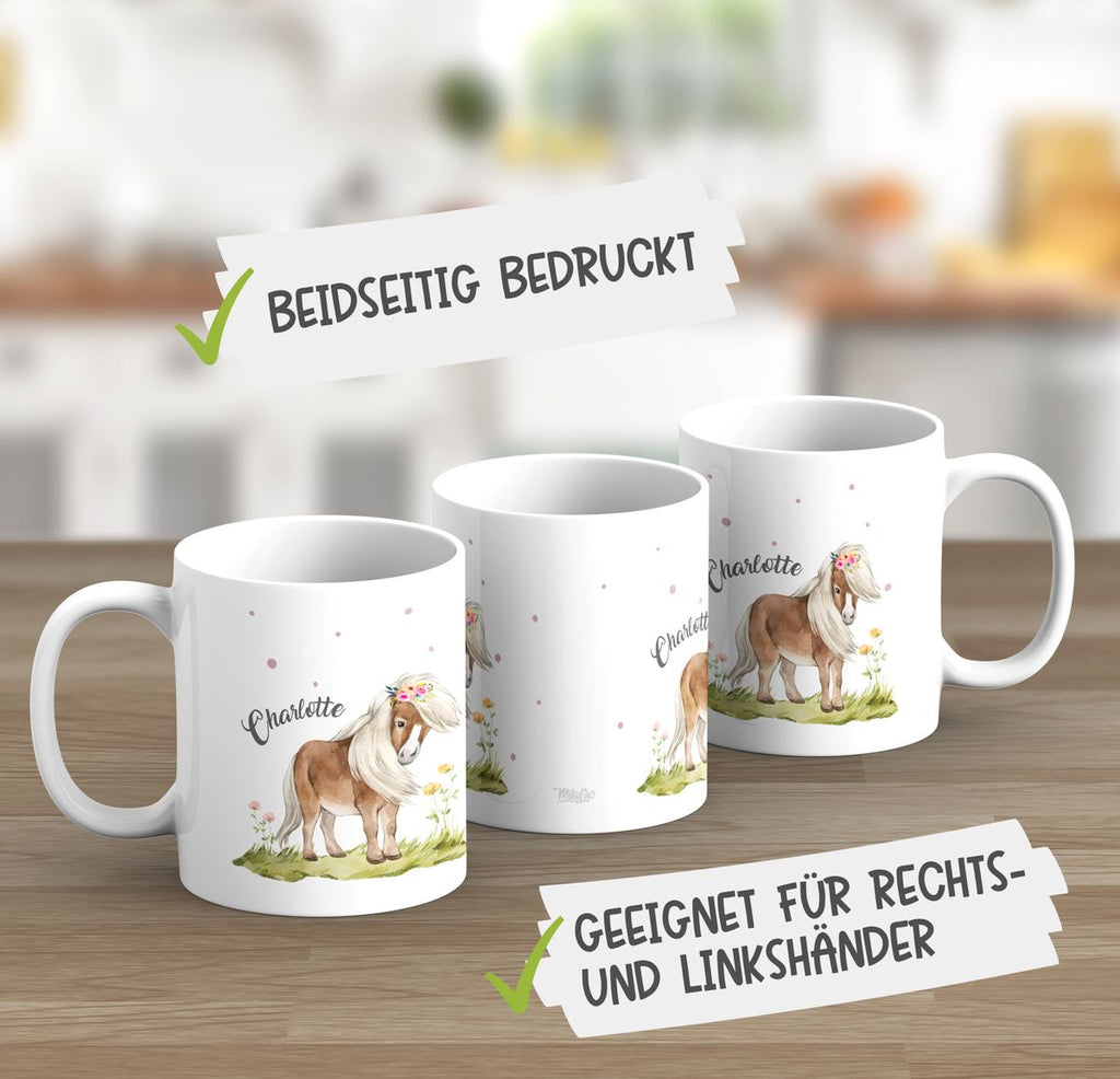 Keramik Tasse Pferd - Pony personalisiert mit Wunschname - von Mikalino