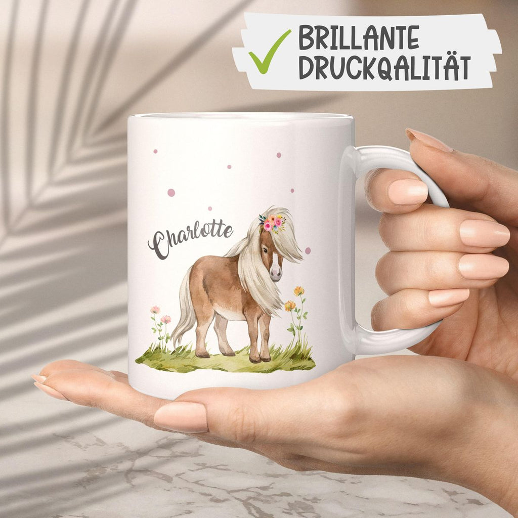 Keramik Tasse Pferd - Pony personalisiert mit Wunschname - von Mikalino