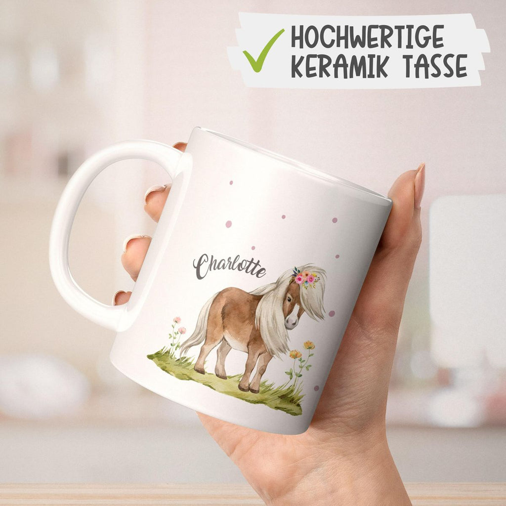 Keramik Tasse Pferd - Pony personalisiert mit Wunschname - von Mikalino