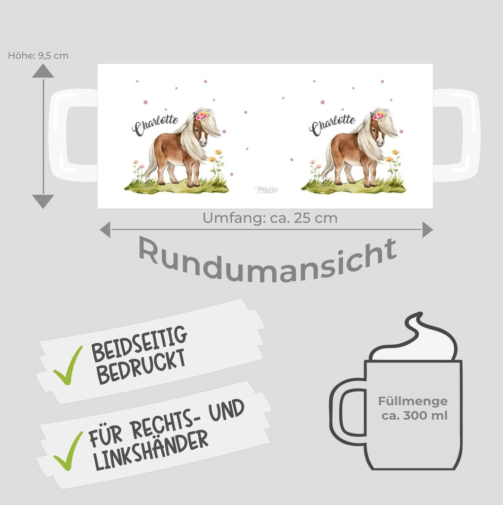 Keramik Tasse Pferd - Pony personalisiert mit Wunschname - von Mikalino