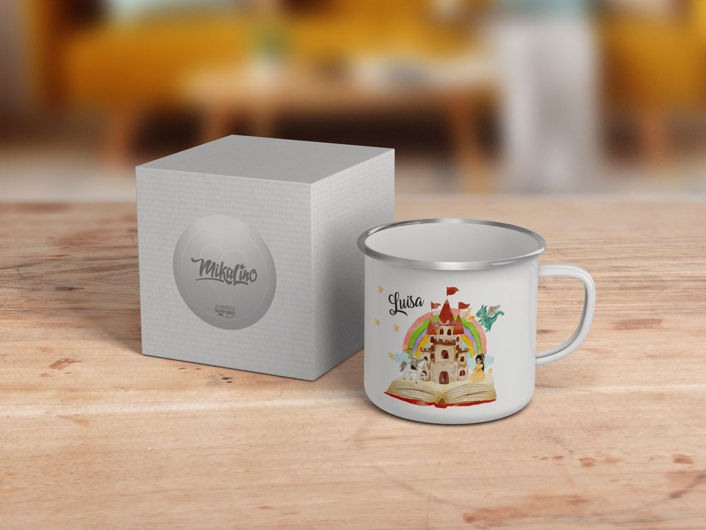 Emaille Tasse Prinzessinschloss personalisiert mit Wunschname - von Mikalino