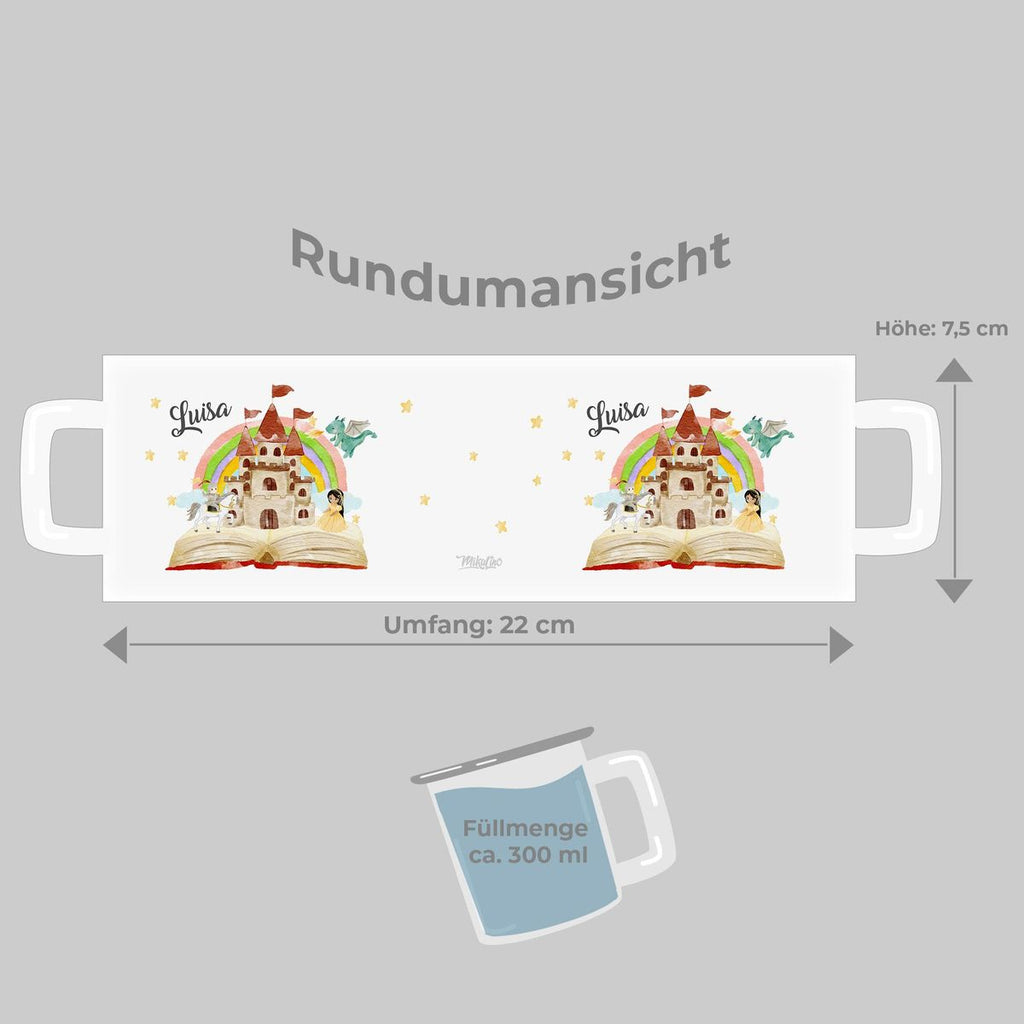 Emaille Tasse Prinzessinschloss personalisiert mit Wunschname - von Mikalino