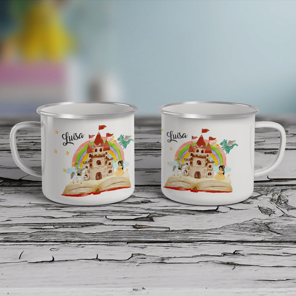 Emaille Tasse Prinzessinschloss personalisiert mit Wunschname - von Mikalino