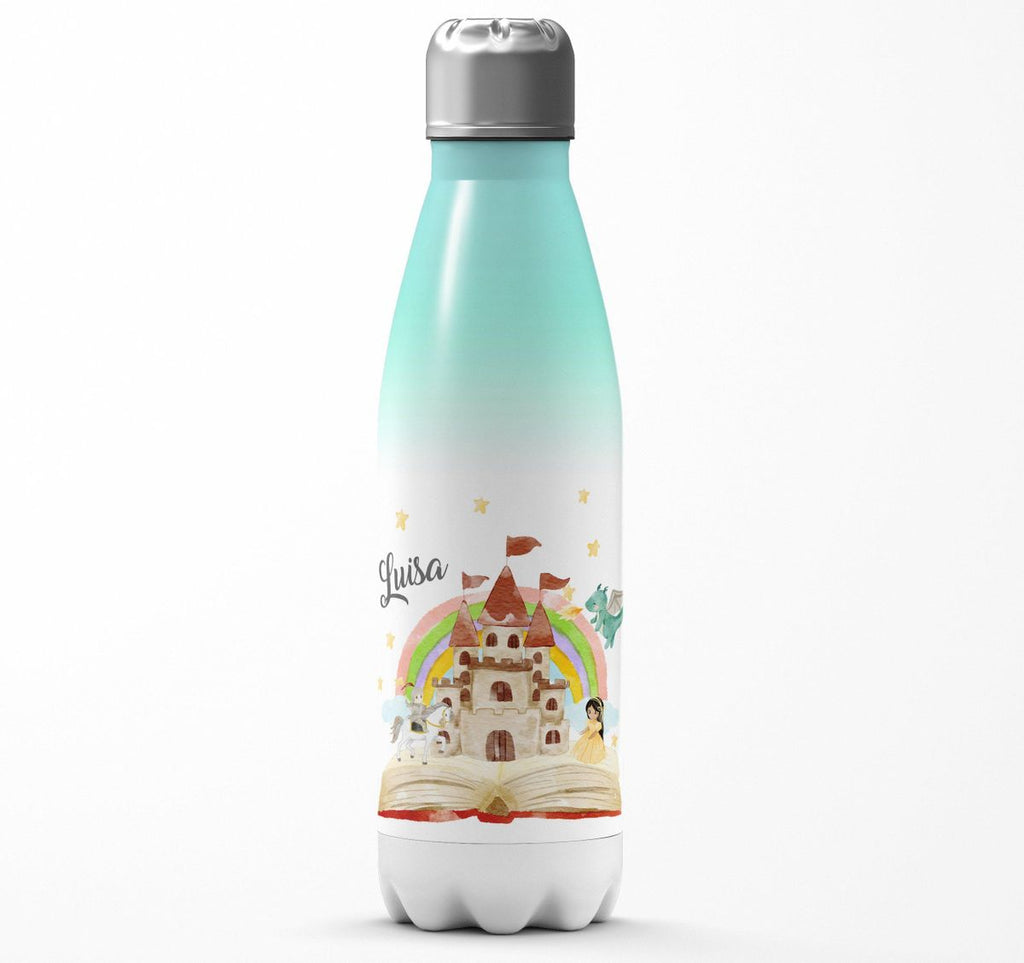 Thermo Trinkflasche Prinzessinschloss personalisiert mit Wunschname - von Mikalino