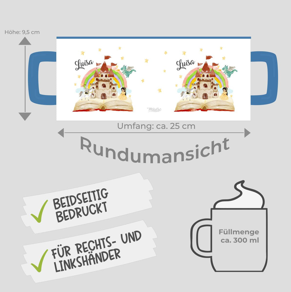 Keramik Tasse Prinzessinschloss personalisiert mit Wunschname - von Mikalino