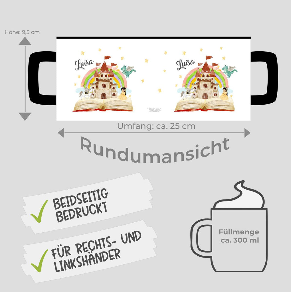 Keramik Tasse Prinzessinschloss personalisiert mit Wunschname - von Mikalino