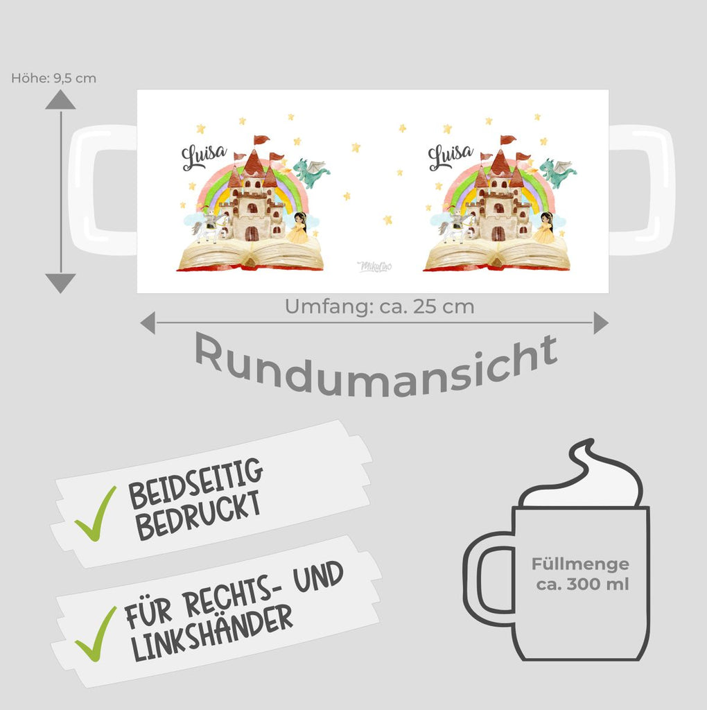 Keramik Tasse Prinzessinschloss personalisiert mit Wunschname - von Mikalino