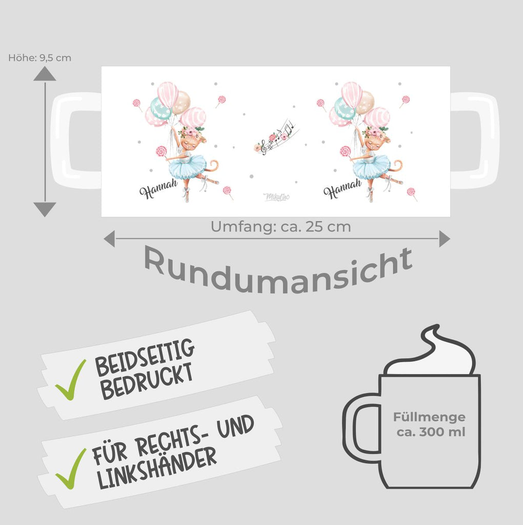 Keramik Tasse Ballerina personalisiert mit Wunschname - von Mikalino