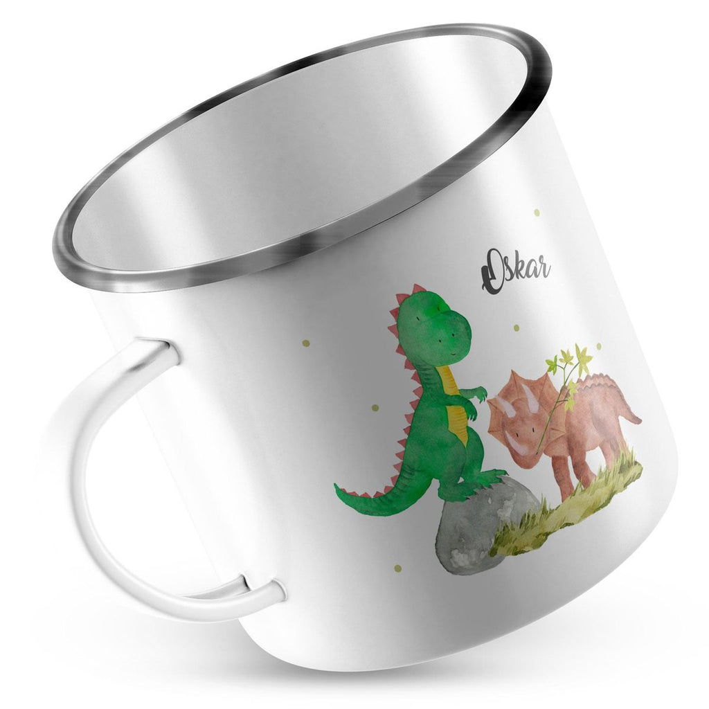 Emaille Tasse Dinosaurier personalisiert mit Wunschname - von Mikalino