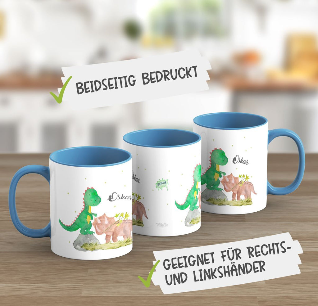 Keramik Tasse Dinosaurier personalisiert mit Wunschname - von Mikalino