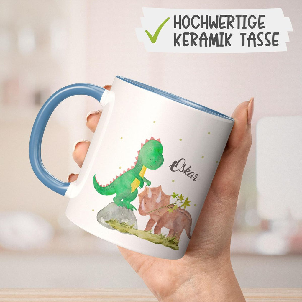 Keramik Tasse Dinosaurier personalisiert mit Wunschname - von Mikalino