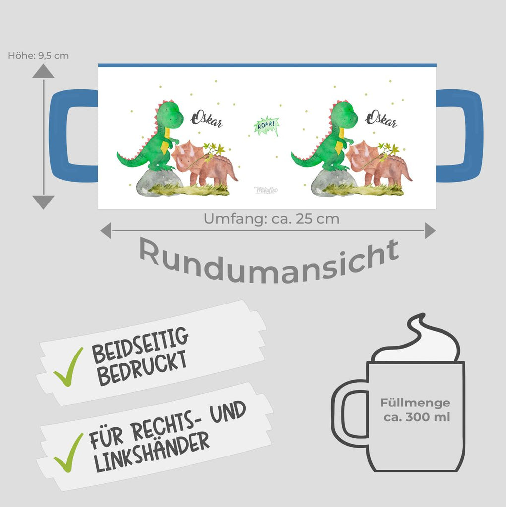 Keramik Tasse Dinosaurier personalisiert mit Wunschname - von Mikalino