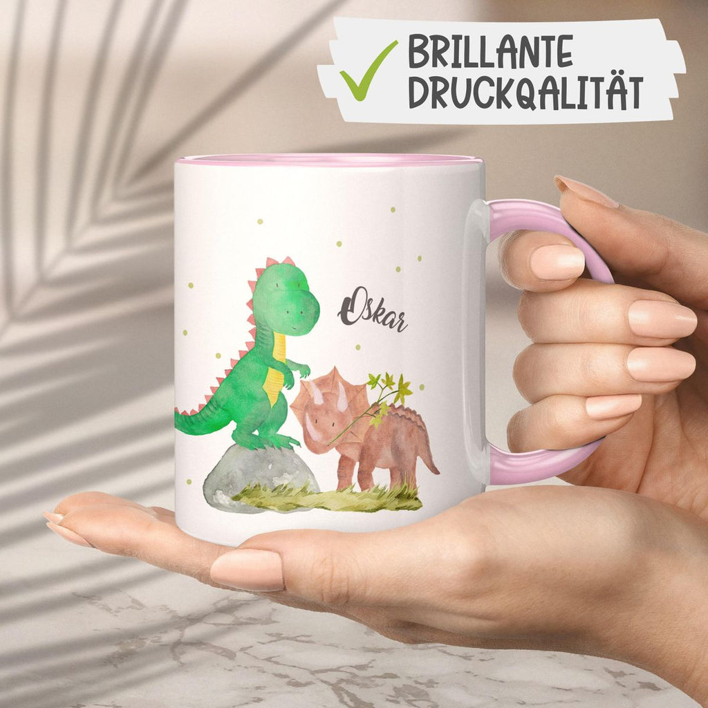 Keramik Tasse Dinosaurier personalisiert mit Wunschname - von Mikalino