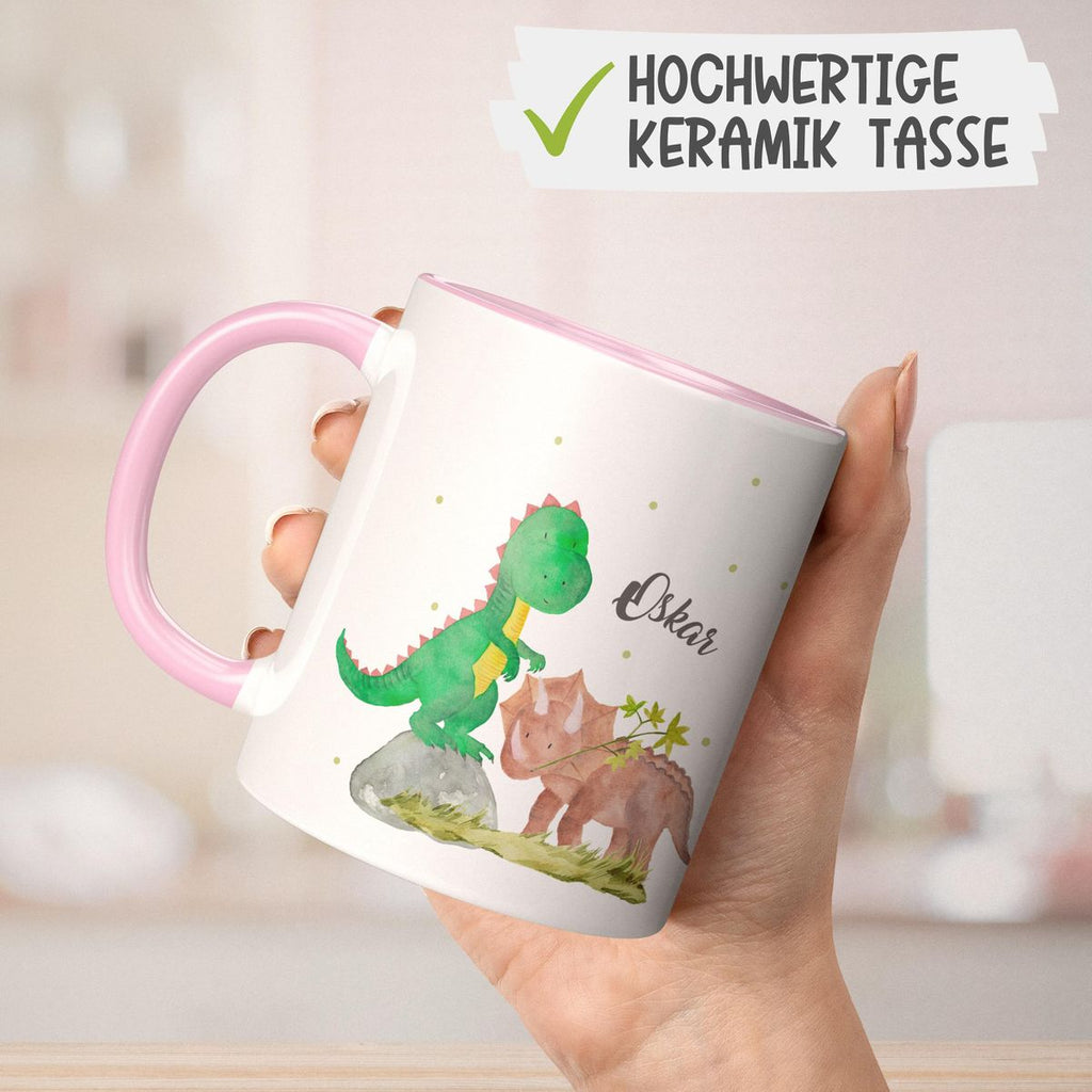 Keramik Tasse Dinosaurier personalisiert mit Wunschname - von Mikalino