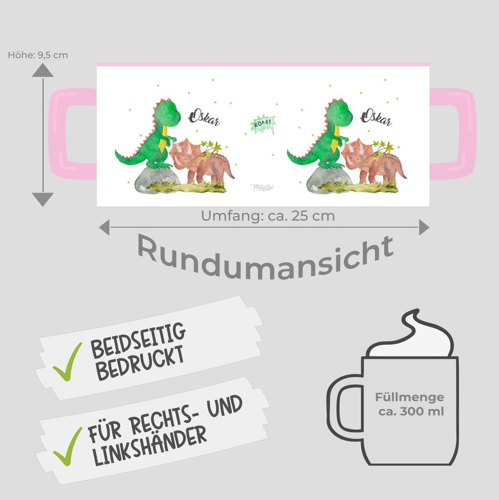 Keramik Tasse Dinosaurier personalisiert mit Wunschname - von Mikalino