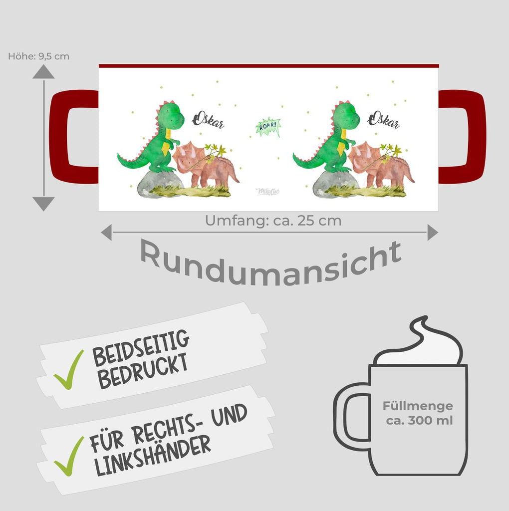 Keramik Tasse Dinosaurier personalisiert mit Wunschname - von Mikalino