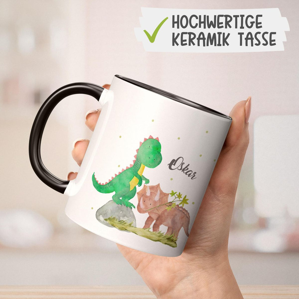 Keramik Tasse Dinosaurier personalisiert mit Wunschname - von Mikalino