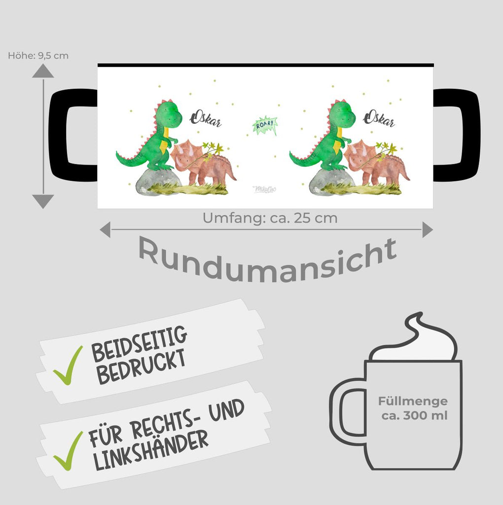 Keramik Tasse Dinosaurier personalisiert mit Wunschname - von Mikalino