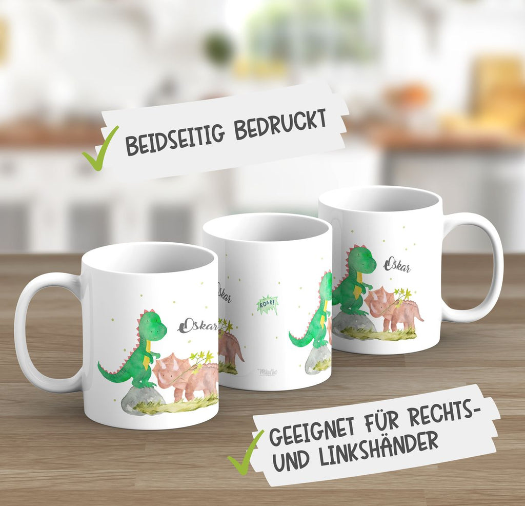 Keramik Tasse Dinosaurier personalisiert mit Wunschname - von Mikalino