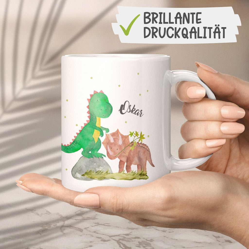 Keramik Tasse Dinosaurier personalisiert mit Wunschname - von Mikalino