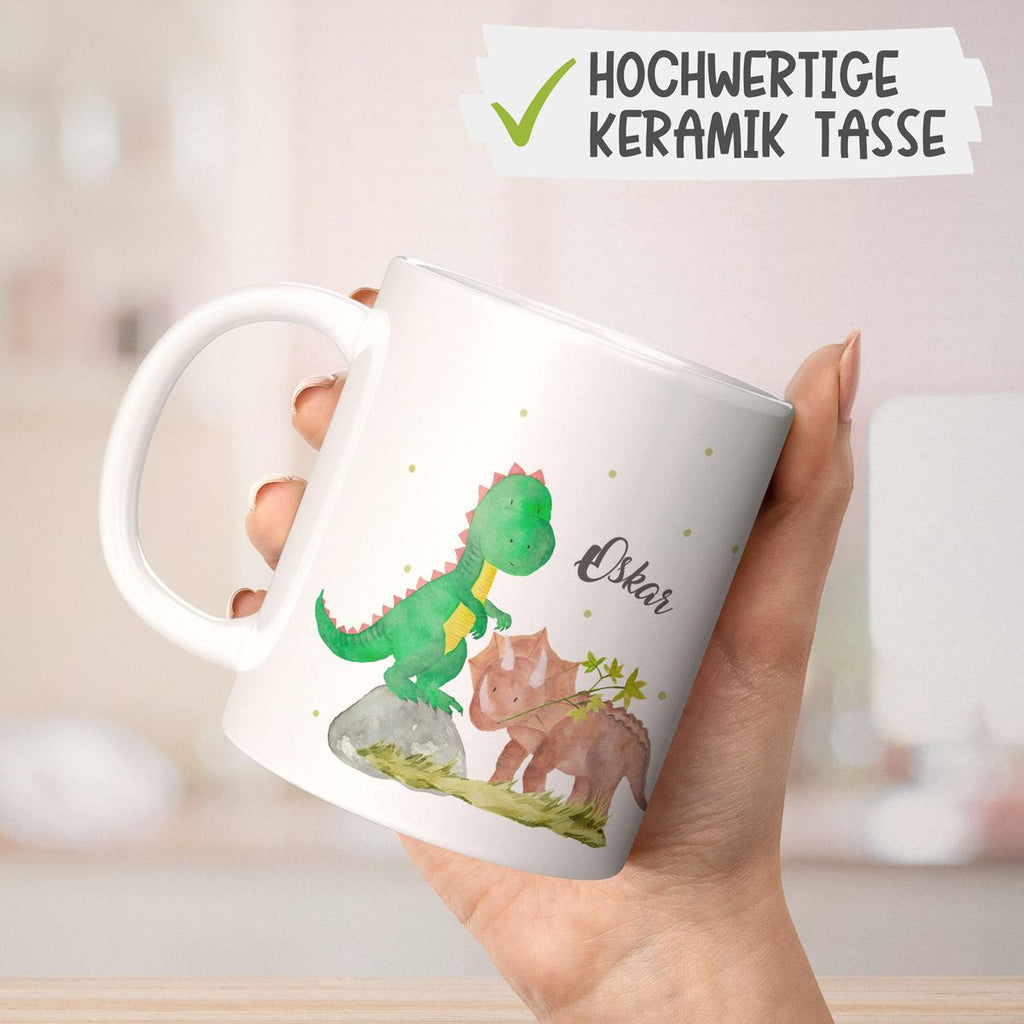 Keramik Tasse Dinosaurier personalisiert mit Wunschname - von Mikalino