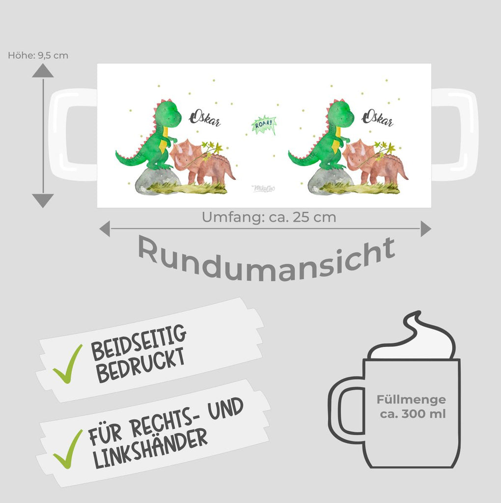 Keramik Tasse Dinosaurier personalisiert mit Wunschname - von Mikalino