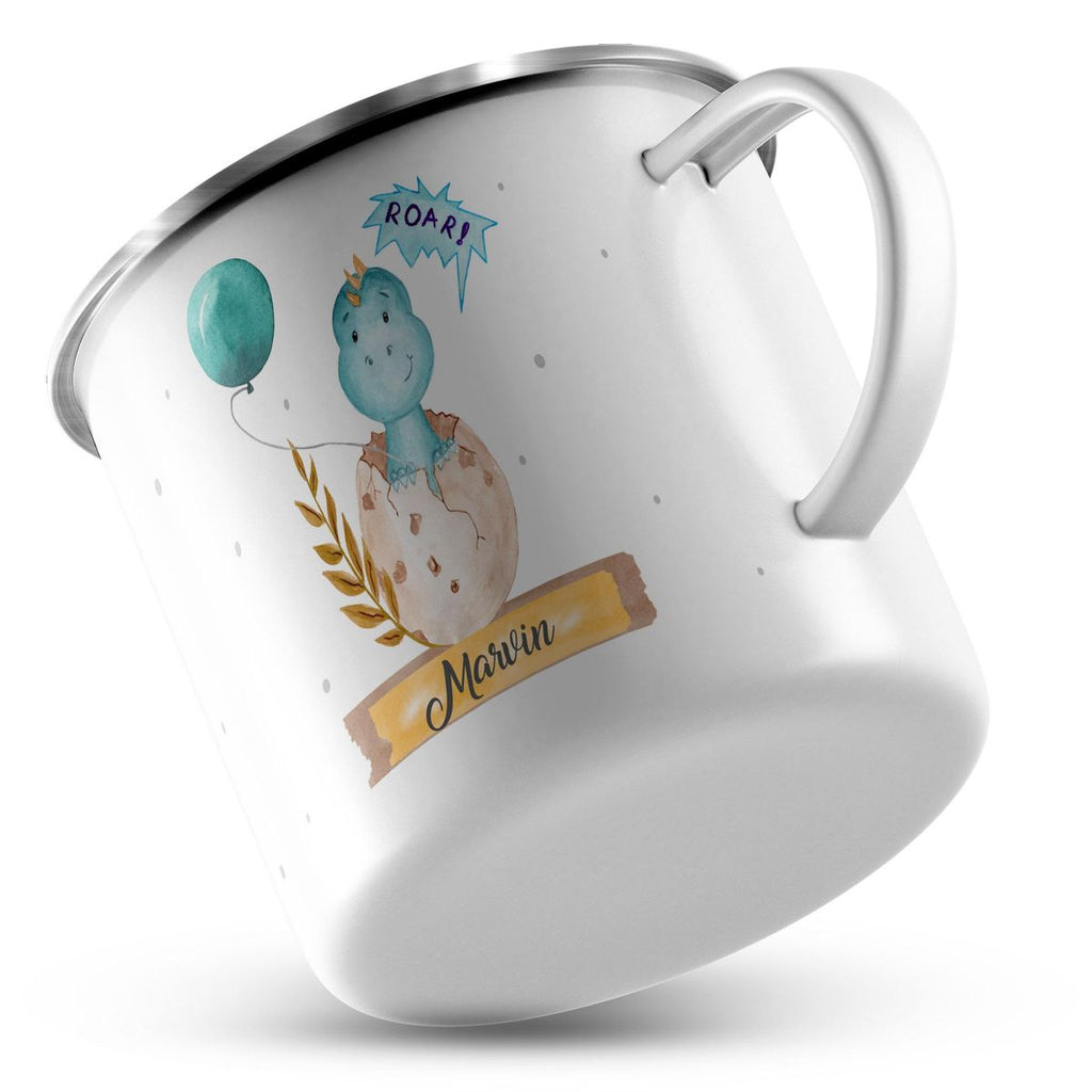 Emaille Tasse Dino Baby personalisiert mit Wunschname - von Mikalino