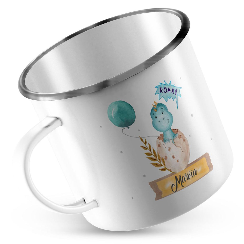 Emaille Tasse Dino Baby personalisiert mit Wunschname - von Mikalino