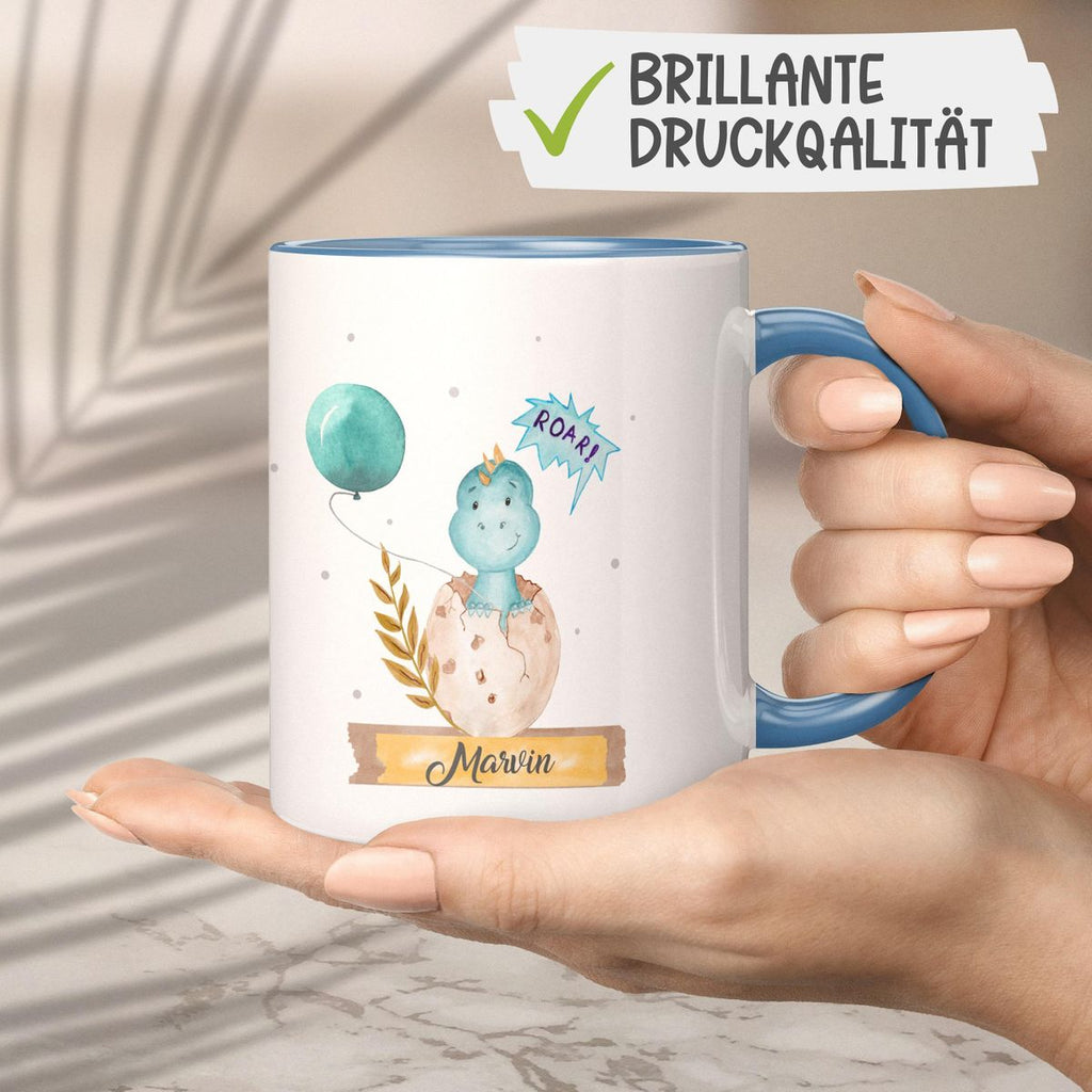 Keramik Tasse Dino Baby personalisiert mit Wunschname - von Mikalino