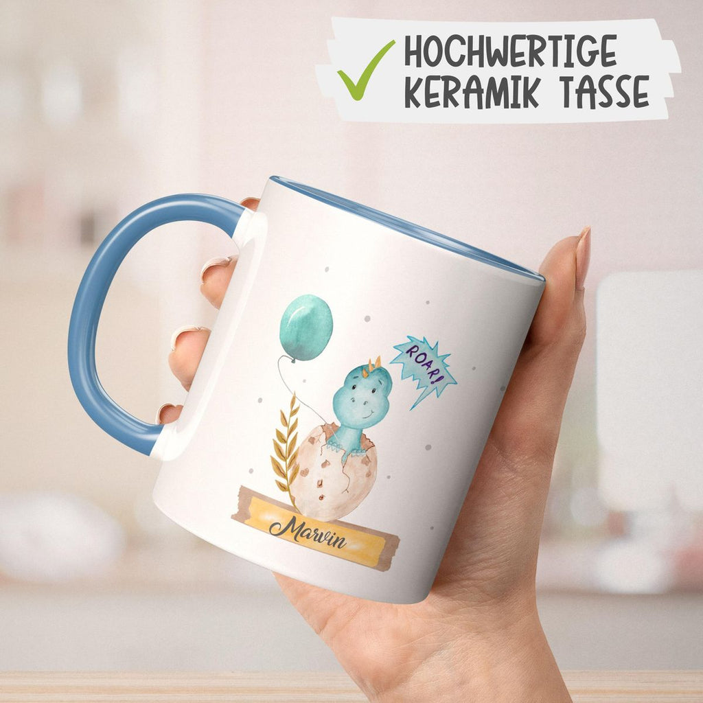 Keramik Tasse Dino Baby personalisiert mit Wunschname - von Mikalino