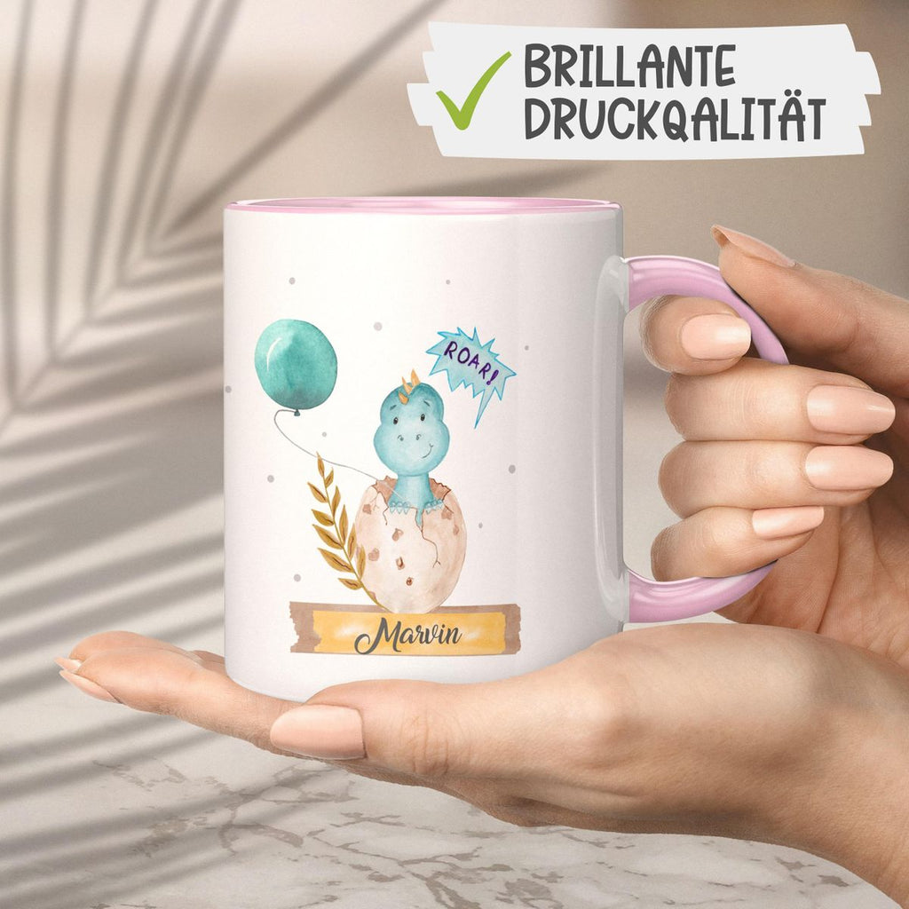 Keramik Tasse Dino Baby personalisiert mit Wunschname - von Mikalino