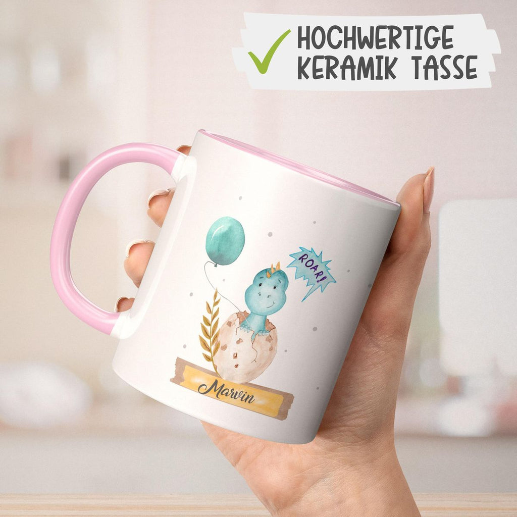 Keramik Tasse Dino Baby personalisiert mit Wunschname - von Mikalino