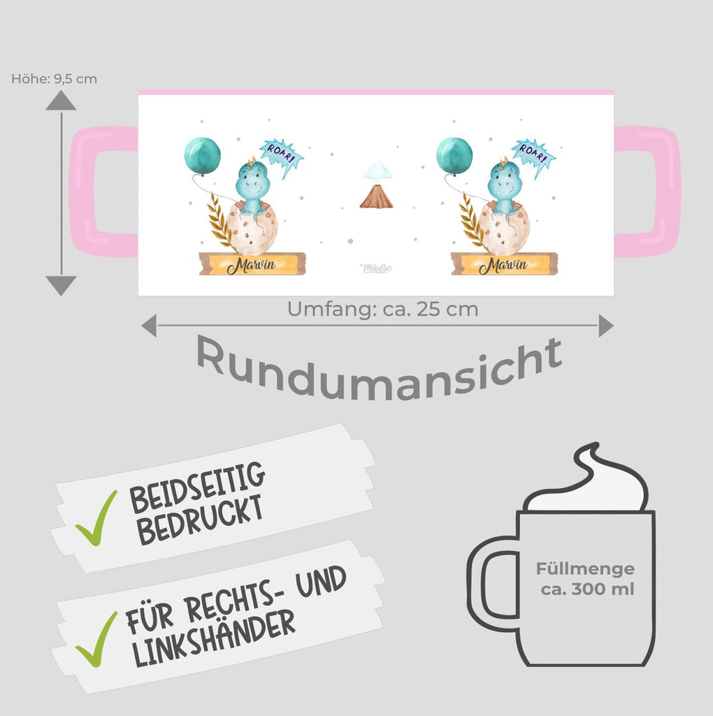 Keramik Tasse Dino Baby personalisiert mit Wunschname - von Mikalino