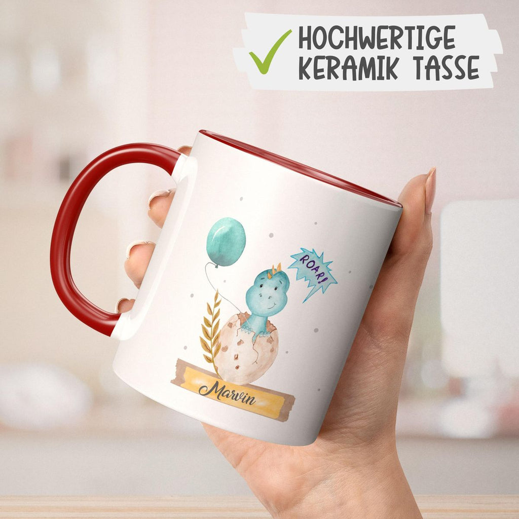 Keramik Tasse Dino Baby personalisiert mit Wunschname - von Mikalino