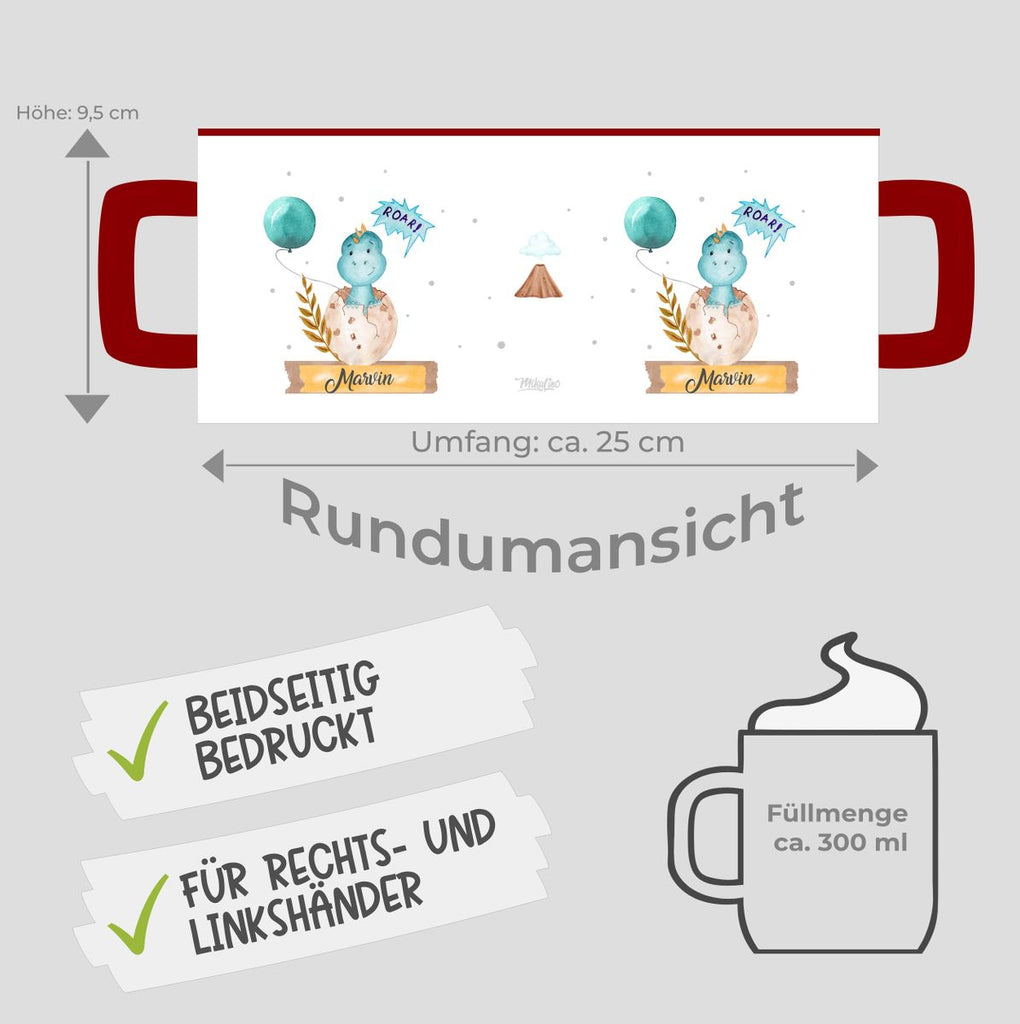 Keramik Tasse Dino Baby personalisiert mit Wunschname - von Mikalino