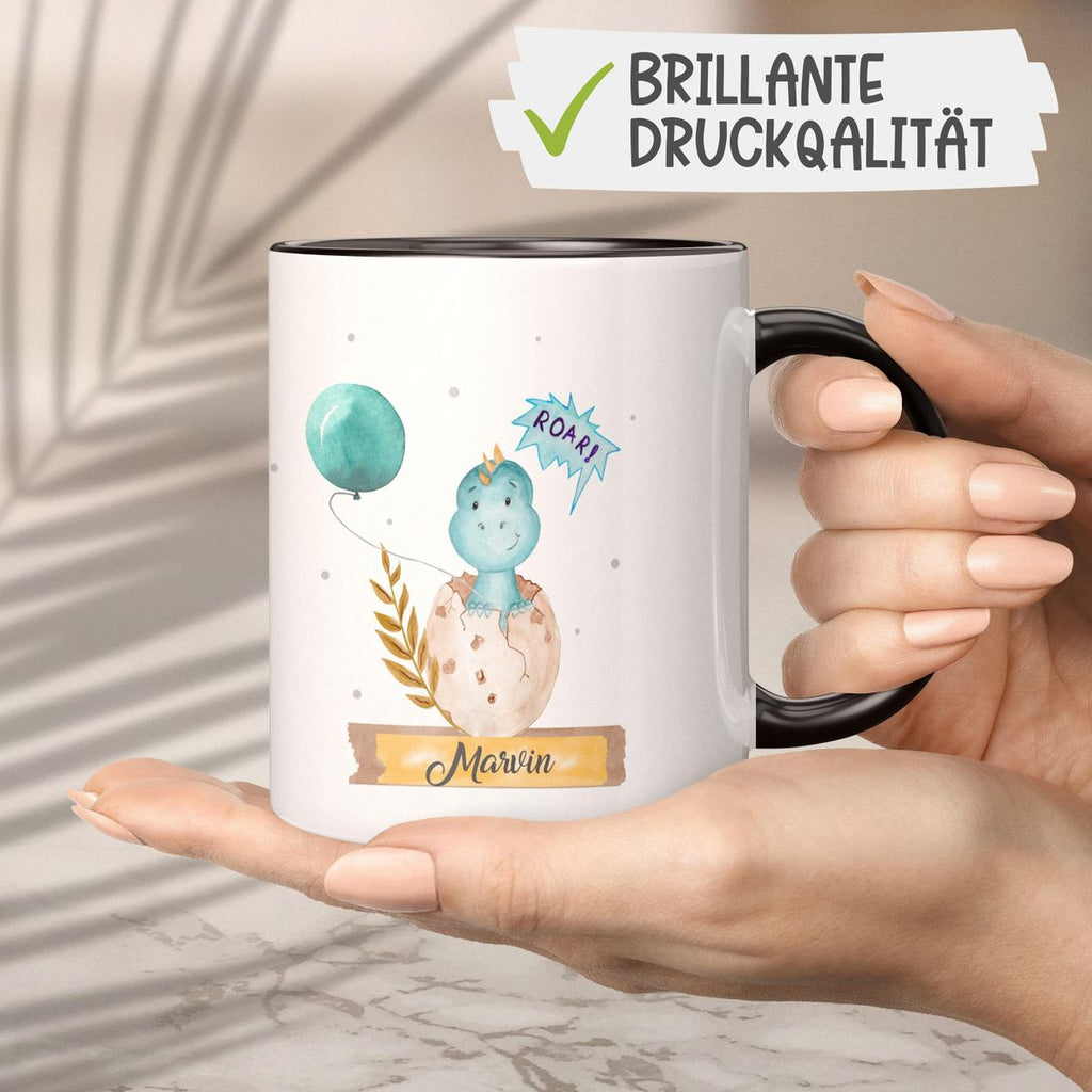 Keramik Tasse Dino Baby personalisiert mit Wunschname - von Mikalino