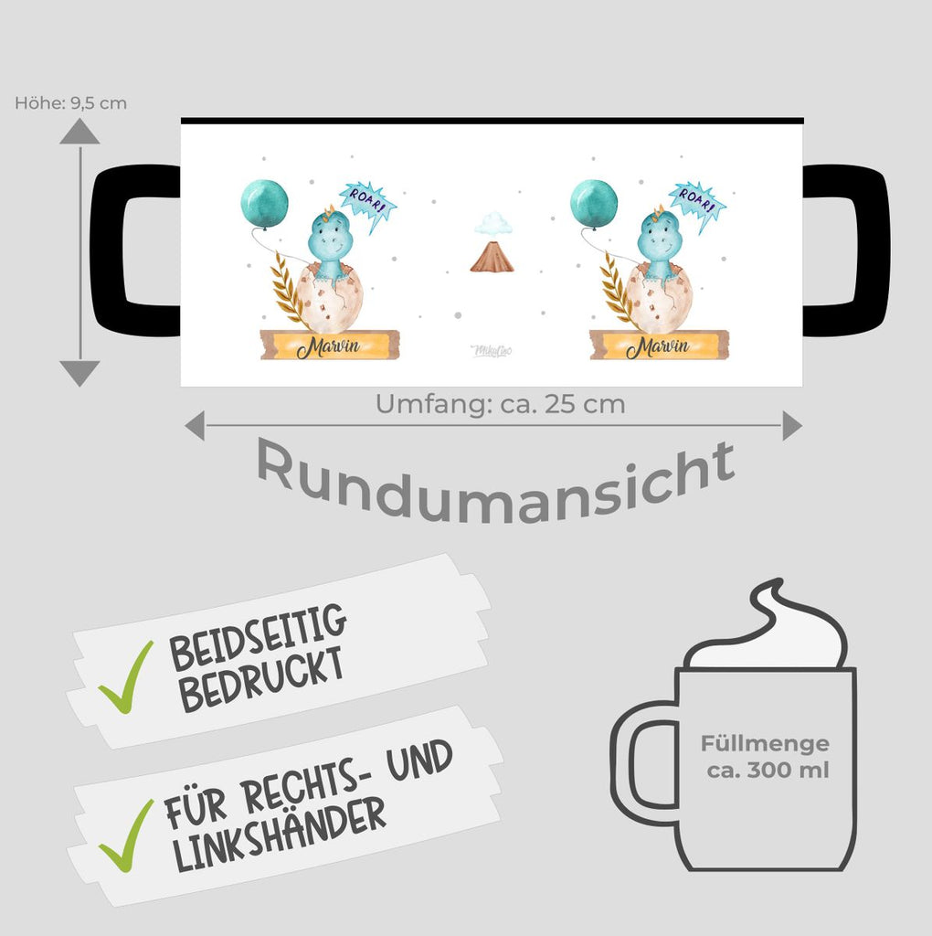 Keramik Tasse Dino Baby personalisiert mit Wunschname - von Mikalino